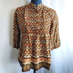 Art and Soul Boho Print Popover Blouse top